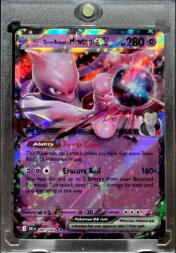 MEWTWO RARE STAR REFRACTOR HOLO TEAM ROCKET POKEMON CARD TCG MINT - Image 2