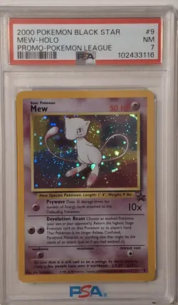 Mew Holo WOTC Black Star Promo Pokemon PSA 7 Vintage G69 W Swirl 1 - Image 1