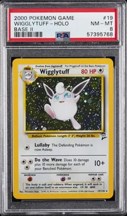 2000 POKEMON BASE SET 2 #19 WIGGLYTUFF-HOLO PSA 8 - Image 1
