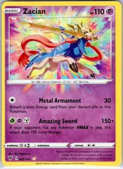 Zacian 082/185 –Amazing Rare Holo –2020 Pokemon Sword & Shield: Vivid Voltage NM - Image 1