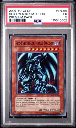 2007 Yu-Gi-Oh! Red-Eyes Black Metal Dragon Premium Pack 1 PP01 Super Rare PSA 5 - Image 1