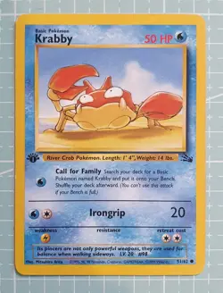 Krabby 51/62 Common: 1st First Edition Fossil Pokemon Trading Card Game TCG - Image 1