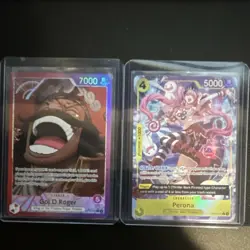 Bandai One Piece Card Game OP04 Foil Gol D. Roger Leader & Perona Character - Image 1