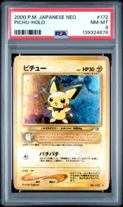 PSA 8 Pichu - Japanese Neo Genesis Holo Pokemon Card - Pokemon TCG - Image 1