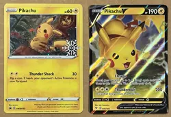 Lot of Two (2) Pokemon TCG Pikachu V 043/185 Vivid Voltage Holo Rare Card 2020 - Image 1