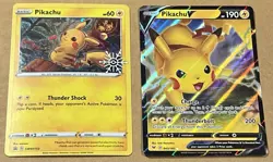Lot of Two (2) Pokemon TCG Pikachu V 043/185 Vivid Voltage Holo Rare Card 2020 - Image 2