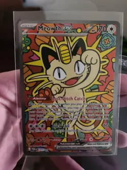 Pokemon Meowth EX 121/088 Full Art Holo POR Cat Basic English TCG Card - Image 3