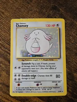 Chansey 3/102 Holo Rare Base Set Pokemon Card - Image 1