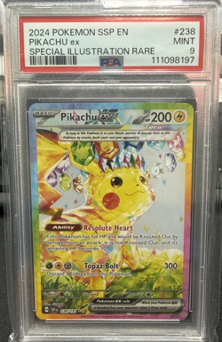 2024 Pokemon Surging Sparks Pikachu EX 238/191 Special Illustration Rare PSA 9 - Image 1