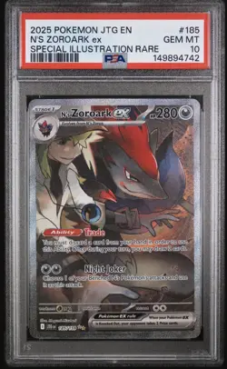 2025 POKEMON JTG EN-JOURNEY TOGETHER #185 N'S ZOROARK EX PSA 10 - Image 1