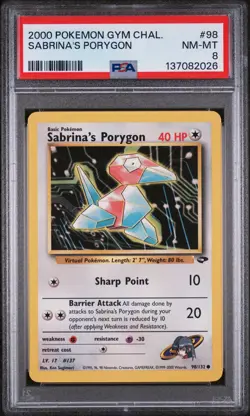 2000 POKEMON GYM CHALLENGE #98 SABRINA'S PORYGON PSA 8 - Image 1