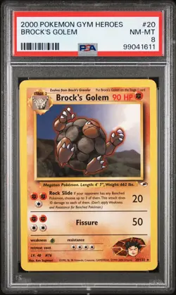 2000 POKEMON GYM HEROES #20 BROCK'S GOLEM PSA 8 - Image 1