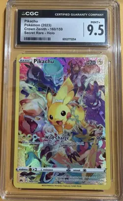 Pokemon Pikachu 160/159 CGC 9.5 Crown Zenith Secret Rare Holo English 2023 - Image 1