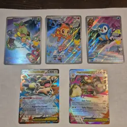 Pokemon 1st Partner Illustration Collections Turtwig Chimchar Piplup & (2) ex - Image 1