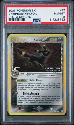 PSA 8 Umbreon #17 Reverse Holo 2005 Pokemon EX Delta Species - Image 1