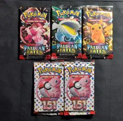 Pokemon Booster Packs (3) Paldean Fates + (2) 151 - Image 1