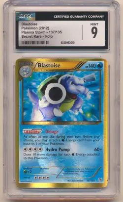 2012 POKEMON PLASMA STORM BLASTOISE SECRET RARE #137/135 CGC 9 - Image 1