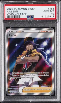 2020 POKEMON SWORD & SHIELD VIVID VOLTAGE #182 FULL ART/LEON PSA 10 - Image 1