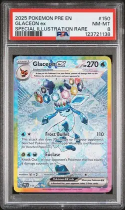 2025 POKEMON PRE EN-PRISMATIC EVOLUTIONS #150 GLACEON ex SPECIAL ILLUSTRATION RA - Image 1