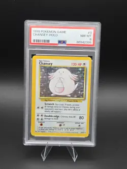 Chansey Base Set Unlimited Holo Rare 3/102 PSA 8 Pokemon TCG - Image 1