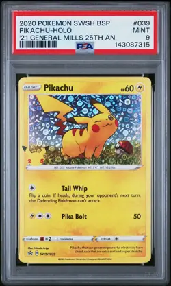 PSA 9 Pokemon 2020 Pikachu - (General Mills) SWSH039 25th Anniversary Stamp - Image 1