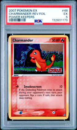 PSA 5 2007 Pokemon EX Power Keepers Charmander STAMPED Reverse Holo Foil 48/108 - Image 1