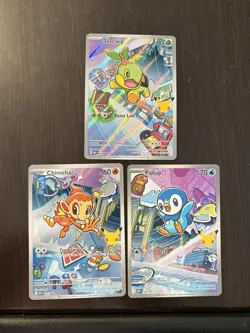 Pokemon First Partner Illustration Collection Chimchar Turtwig Piplup Promos X3 - Image 1