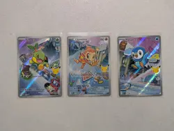 Pokemon First Partner Illustration promos x3 chimchar turtwig piplup - Image 1