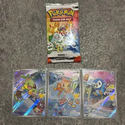 Pokemon First Partner Illustration promos x3 chimchar turtwig piplup - Image 1