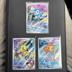 Pokemon First Partner Illustration promos x3 chimchar turtwig piplup - Image 1