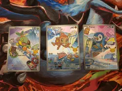 Pokemon First Partner Illustration Pack Promos Turtwig Chimchar Piplup Series 1 - Image 1