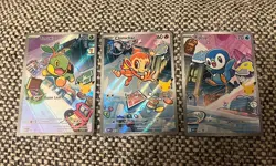 Pokemon First Partner Illustration Promos x3 – Chimchar, Turtwig & Piplup - Image 1