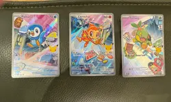 Pokemon First Partner Illustration Promos X3 Chimchar Turtwig & Piplup Cards - Image 1