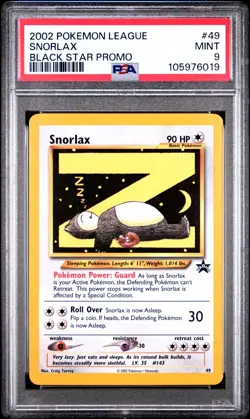 Pokemon card snorlax 49 Wizard Black Star promo PSA 9 MINT - Image 1