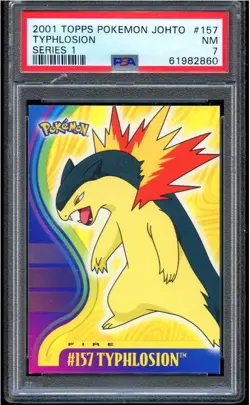 2001 TOPPS POKEMON JOHTO SERIES 1 #157 TYPHLOSION SERIES 1 PSA 7 - Image 1