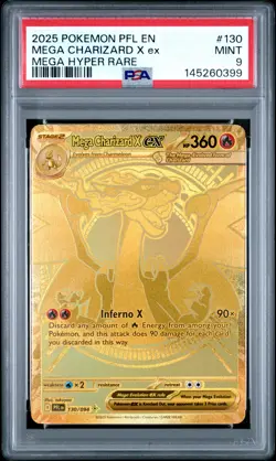 2025 POKEMON PFL EN-PHANTASMAL FLAMES MEGA HYPER RARE MEGA CHARIZARD X EX PSA 9 - Image 1