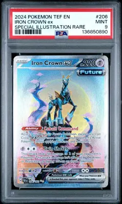 Iron Crown EX 206/162 Temporal Forces Special Illustration Rare Pokemon PSA 9 - Image 1