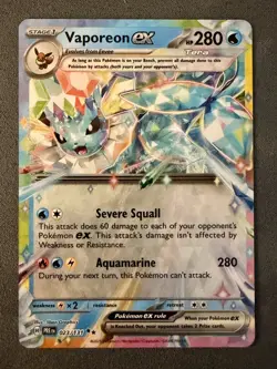 Vaporeon EX 023/131 Double Rare Holo Prismatic Evolutions Pokemon TCG NM - Image 1