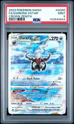 PSA 9 Darkrai Vstar GG50/GG70 Sword Shield Crown Zenith Pokemon - Image 1