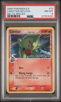 2005 POKEMON EX DELTA SPECIES LARVITAR #73 REVERSE FOIL PSA 8 NM - Image 1