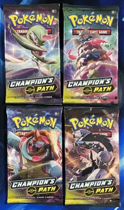 Pokemon 2020 Sword & Shield Champions Path Booster Pack Lot X4 Artset Nm Mint - Image 1