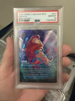 Lorcana Mufasa Ruler of Pride Rock PSA 10 Enchanted EN 217/204 Disney Shimmering - Image 1