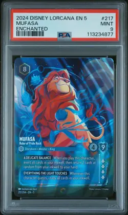 2024 Disney Lorcana En 5-Shimmering Skies #217 Mufasa Enchanted PSA 9 - Image 1