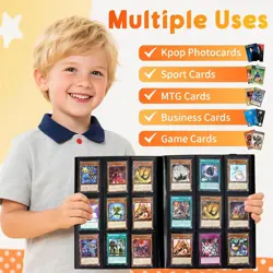 360 Card Pocket Binder with Elastic 9 Pocket Trading Cards Album Folder, Black - Image 4