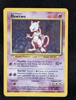 1999 Pokemon TCG Mewtwo Base Set Holo Unlimited Rare Card 10/102 - Image 1