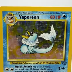 Pokemon Vaporeon Jungle Holo Rare 12/64 1999 Fast Free Shipping - Image 2