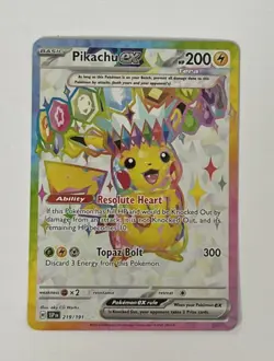 Pokemon Pikachu ex 219/191 Sv08 Surging Sparks Holo Full Art NM/M+ - Image 1