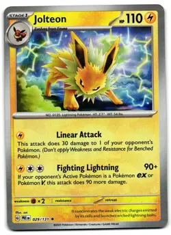 Jolteon 029/131 - 🌊 Prismatic Evolutions Pokemon POKE BALL Reverse Holo 🖤 - LP - Image 1
