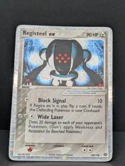 Registeel ex 100/106 Emerald Holo Rare Pokemon TCG Nintendo legendary LP - Image 3