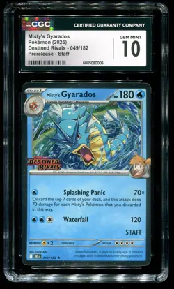 CGC 10 Misty's Gyarados Staff Prerelease Destined Rivals 2025 Pokemon #049 - Image 1